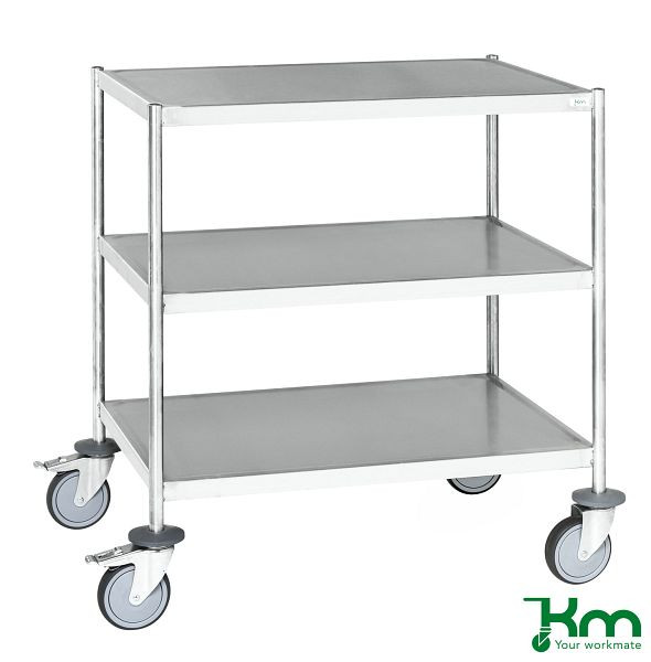 Chariot inox Kongamek entièrement soudé 3 étagères C3, 18/8, 650 x 440 x 900 mm, KM60351MRU