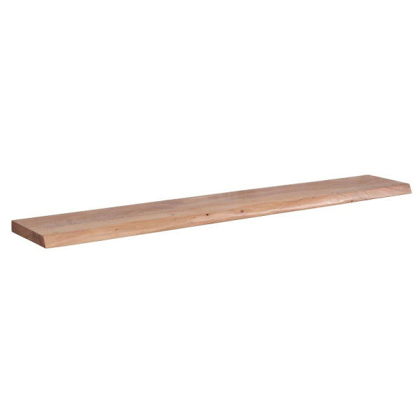 Étagère murale Wohnling avec bord d'arbre, bois d'acacia massif, 160 cm, étagère flottante design, étagère murale solide, étagère en bois naturel, étagère suspendue de style maison de campagne, WL6.517