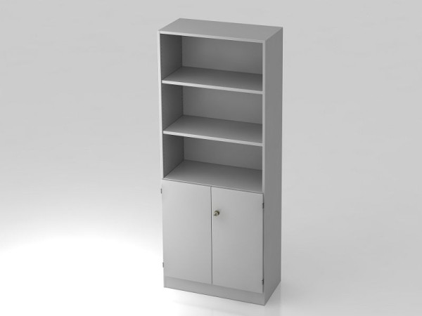 Armoire Hammerbacher 5OH, portes 2OH, panneau de plinthe, poignée rayée gris/gris, 80x42x200,4 cm (LxPxH), V6770/5/5/SG