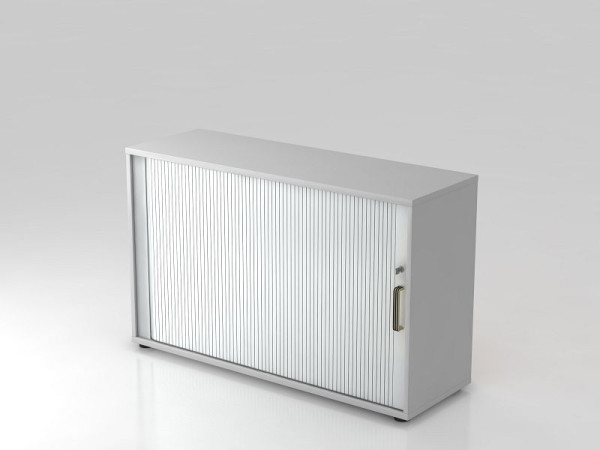 Armoire à volet roulant horizontale Hammerbacher, 2OH 120 cm poignée rayée gris/argent, 120x40x74,8 cm (LxPxH), V1732S/5/S/SG
