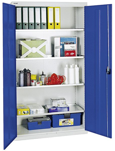 armoire à outils et matériaux émoussés série 3000, 7035/5010, 4 étagères à plateaux partout, 3008074