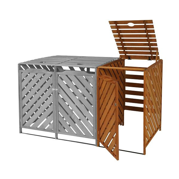 Mendler XL 1/2 extension d'habillage pour poubelle à roulettes HWC-J44, boîte à poubelle à roulettes, 112x63x96 bois, marron, 80546