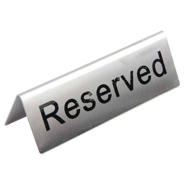 Plaques de table OLYMPIA « Réservé » en acier inoxydable, UE : 10 pièces, U051