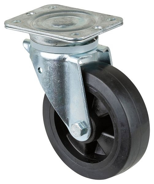 Roulette robuste BS Wheels, largeur de roue 50 mm, Ø roue 160 mm, capacité de charge 250 kg, bandages élastiques noirs, corps de roue en plastique, roulement à rouleaux, N100.B60.160