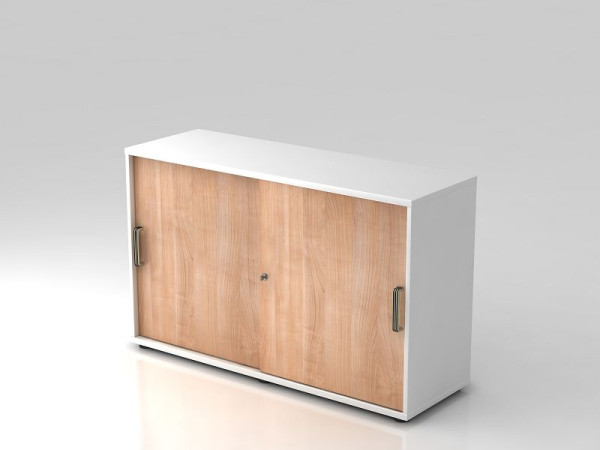 Armoire à portes coulissantes Hammerbacher 2OH 120 cm poignée rayée blanc/noyer, 120x40x74,8 cm (LxPxH), V1752S/W/N/SG