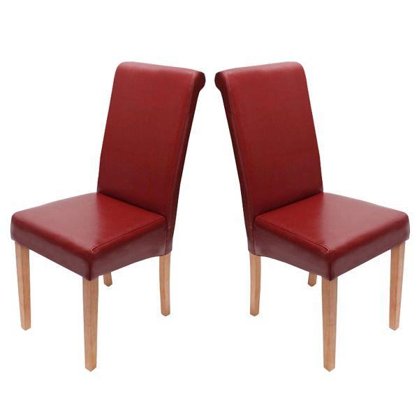 Mendler ensemble de 2 chaises de salle à manger chaise de cuisine Novara II, cuir, rouge, pieds légers, 8323