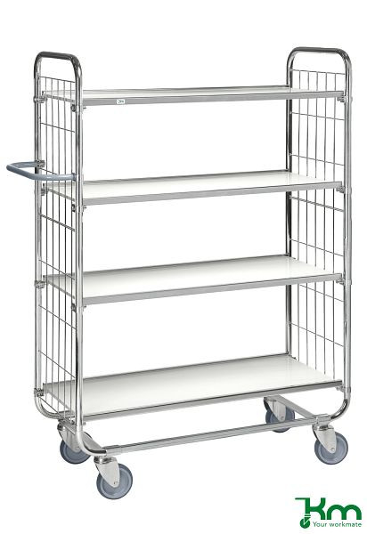 Chariot latéral Kongamek série 8000, 4 roulettes pivotantes, dont 2 avec freins, 1395 x 470 x 1590 mm, KM8000-4XLB