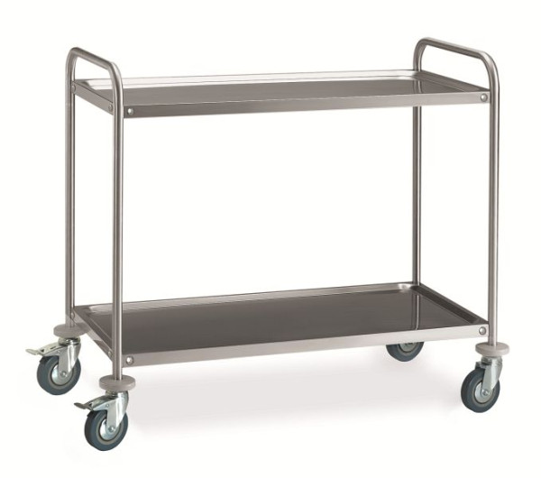 Chariot de service Locher, 2 étagères, roulettes de protection contre les chocs, 122850