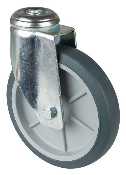 Roulettes BS Roulette de matériel lourd, largeur 32 mm, Ø150 mm, jusqu'à 100 kg, bande de roulement caoutchouc gris, corps de roue plastique, roulement lisse, lot de 2, C101.A80.151