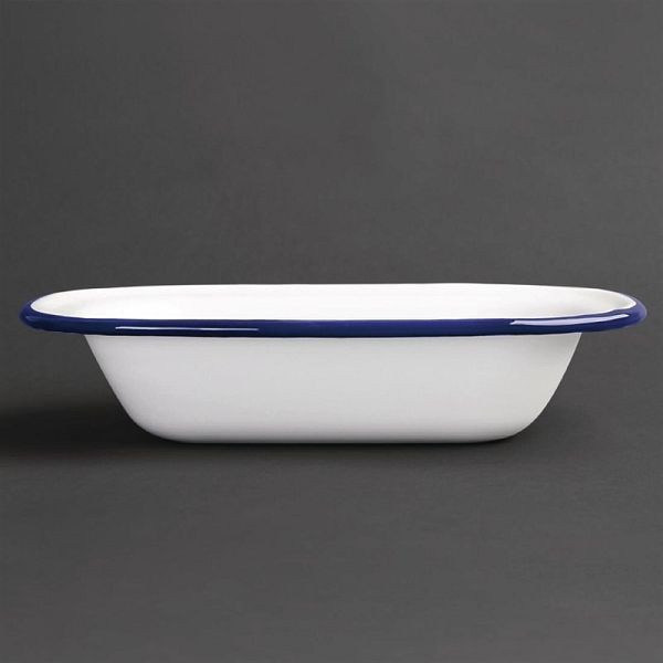 Bol alimentaire rectangulaire OLYMPIA blanc-bleu 13,5 x 18 cm, UE: 6 pièces, GM511