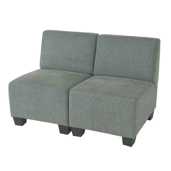 Mendler Canapé modulaire 2 places Couch Lyon, tissu/textile, gris, sans accoudoirs, 2x75186