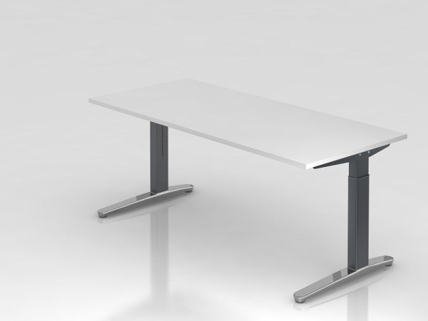 Bureau Hammerbacher pied C 180x80cm blanc/graphite (poli), forme rectangulaire, VXB19/W/GC