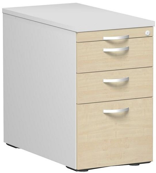 geramöbel conteneur debout avec dossiers suspendus et 2 tiroirs en métal, guide de tiroir à roulettes en métal, 438x800x720, érable/gris clair/gris clair, N-0308HR1-ALL