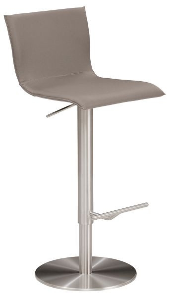Mayer Sitzmöbel myHENRI, dossier haut, revêtement d'assise en cuir véritable taupe, structure chromée aspect acier inoxydable, 1226_04_81024