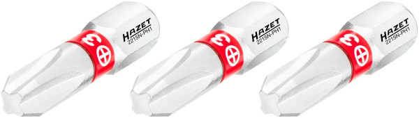 Embout Hazet, 6 pans plein 6,3 (1/4 pouce), profil cruciforme PH, PH3, nombre d'outils : 3, ouverture de clé : PH3, 2215N-PH3/3