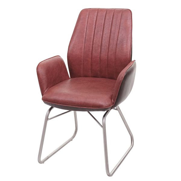 Chaise de salle à manger Mendler HWC-G73, cuisine/chaise à bascule, fonction bascule, tissu imitation cuir, acier inoxydable brossé, aspect daim marron, 71924
