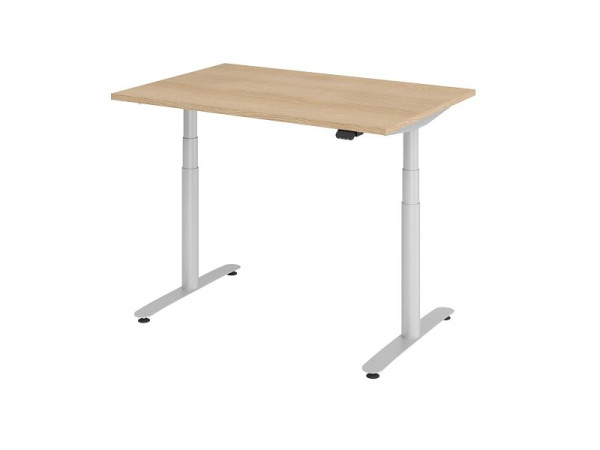 Hammerbacher bureau assis-debout électrique 120x80cm chêne/argent, VXDLR12/E/S