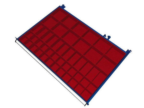 Kit de matériel de séparation KLW pour tiroirs à partir d'une hauteur de compartiment de 50 mm (hauteur de caisse 26 mm) dans une armoire SJB, dimensions d'armoire 1031 x 750 mm L x P, SJB-B07-026