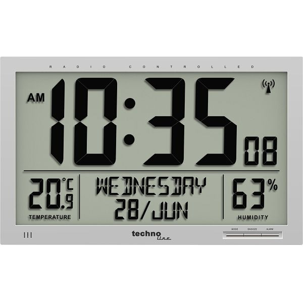 Horloge murale radio Technoline DCF-77 avec possibilité de réglage manuel, dimensions (LxHxP): 369 x 270 x 24 mm, WS 8013