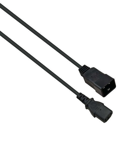 Câble d'extension pour appareil froid Helos, C13 vers C20, noir, 1,0 m, 262667