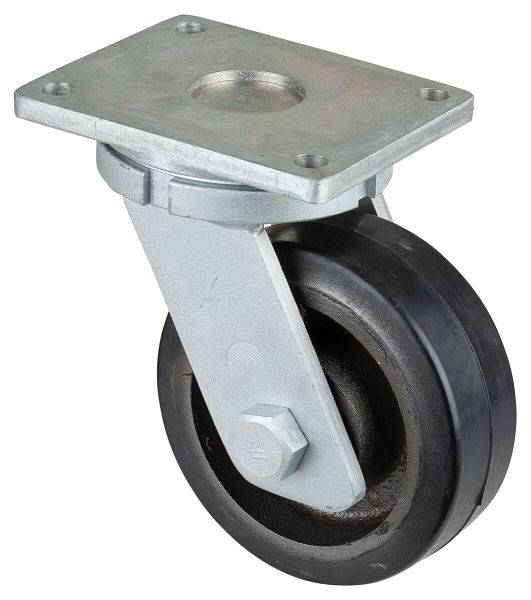 Roulette robuste BS Wheels, largeur de roue 75 mm, Ø roue 200 mm, capacité de charge 550 kg, bandages élastiques noirs, corps de roue coulé, roulements à billes, RR100.B81.202