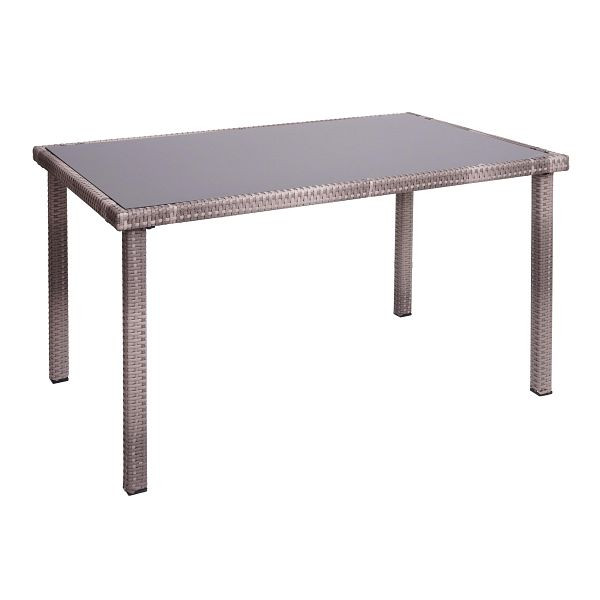 Table en polyrotin Mendler HWC-G19, table de jardin table de balcon, 120x75cm, gris-brun, 76325