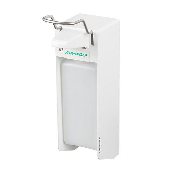 Distributeur de désinfectant et de savon Air Wolf, série Omicron II, H x L x P : 330 x 95 x 168 mm, aluminium blanc, plastique WH, 35-452