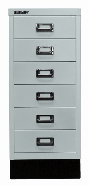 Bisley MultiDrawer™, série 29 avec base, DIN A4, 6 tiroirs, gris clair, L296S645