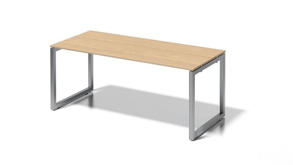 Bureau Bisley Cito, structure en O hauteur fixe 730 mm, H 19 x L 1800 x P 800 mm, érable/argent, DOF1808MP355
