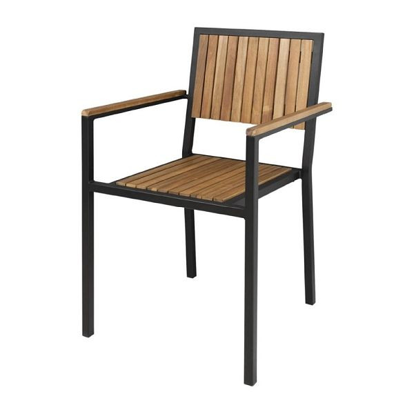 Chaises Bolero en acier et bois d'acacia avec accoudoirs, UE: 4 pièces, DS151