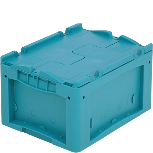 BITO petit porte-charge KLTD avec couvercle /KLTD43220R 400x300x220 turquoise, couvercle fond nervuré, C0572-0004