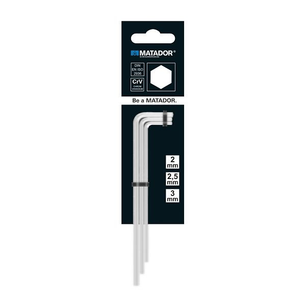Tournevis coudé MATADOR, long, hexagonal, mini, 2 / 2,5 / 3 mm, 0441 9031