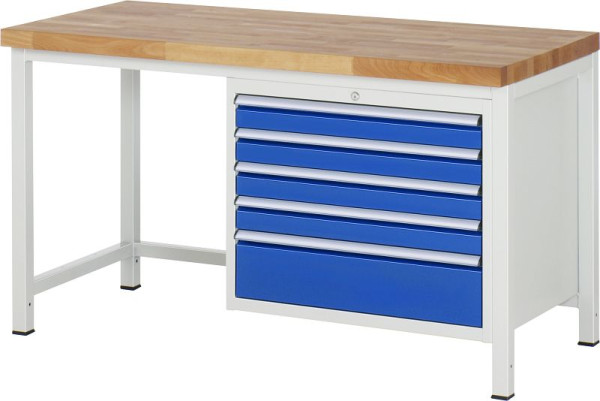 Etabli RAU série 8000 - modèle 8268, L1500 x P700 x H840-1040 mm, base système L1495 x P650 x H800-1000 mm, 03-8268A1-157B4H.11