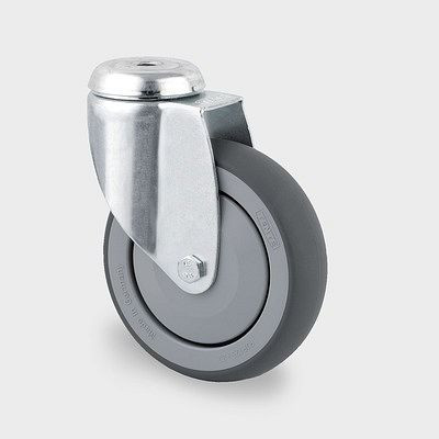 Roulette pivotante TENTE-ROLLEN, roue Ø 75 mm, capacité de charge 75 kg, hauteur 100 mm, A 87 Shore, avec trou de vis, bleu passivé, 2470PJP075P30-11