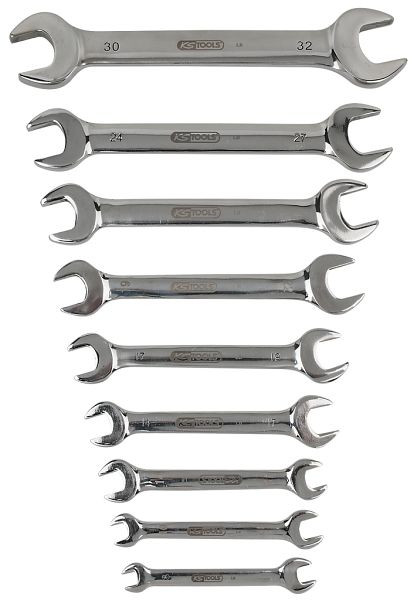 KS Tools jeu de clés à fourche doubles en acier inoxydable, 9 pièces, coudées, 964.2240