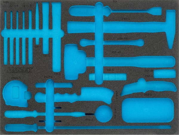Insert en mousse souple à 2 composants Hazet, pour 163-372/25, dimensions / longueur : 519 mm x 392 mm Taille du système d'organisation : 3/3+ (519 x 392 mm), 163-372L