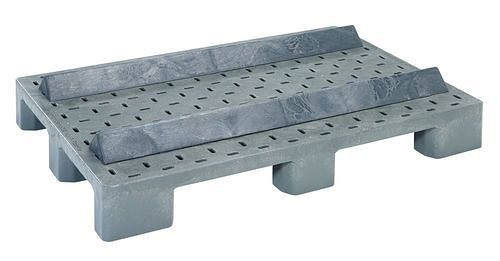 Euro palette DENIOS, en PE-RE, 800 x 1200 x 200 mm, avec 9 pieds et 2 cales longitudinales, lot de 5, 312666