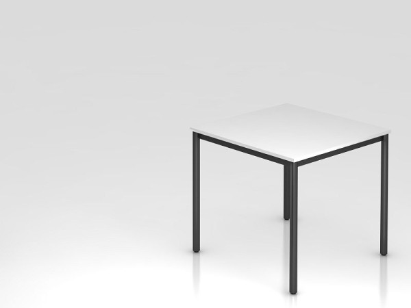 Table de réunion Hammerbacher base ronde 80x80 blanc/noir, forme rectangulaire, VDR08/W/D