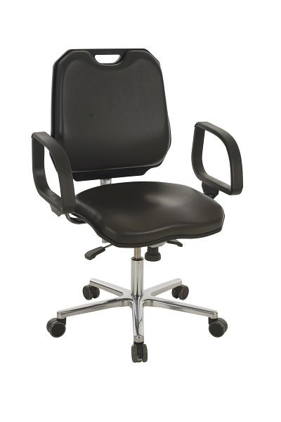 Chaise Lotz XXL, assise/dossier en hêtre, avec coussin, hauteur d'assise 470 - 600 mm, piètement en aluminium, roulettes, pour personnes jusqu'à 160 kg, 8340.17-10