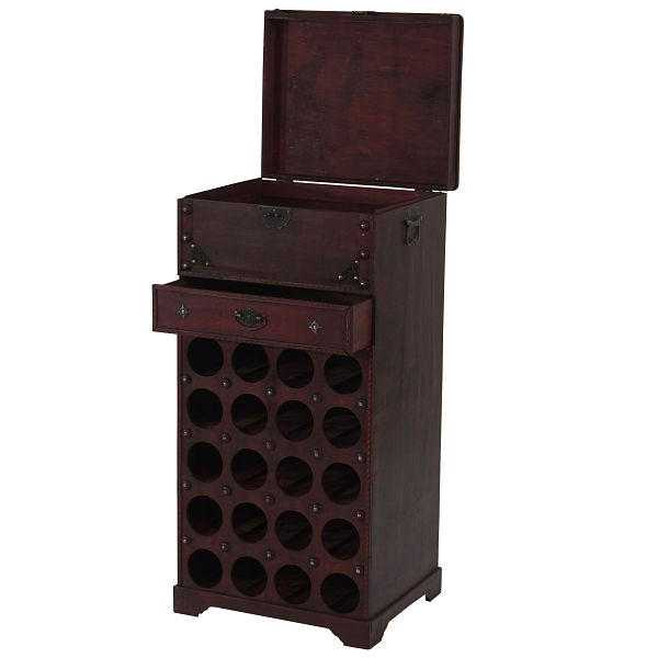 Casier à vin Mendler Calvados Regal casier en bois style colonial, pour 20 bouteilles, avec tiroir, 34236