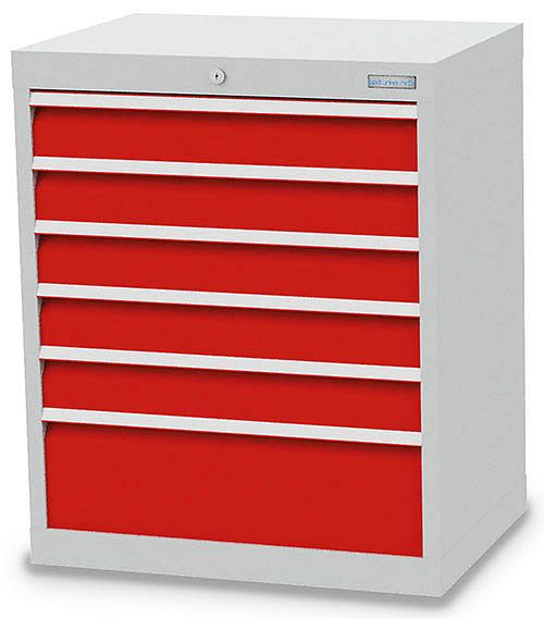 Armoire à tiroirs Bedrunka+Hirth, profondeur 500 mm, R 24-16, 680 x 500 x 819 mm, 6 x tiroirs (5x 100 VA, 1x 200 VA), capacité de charge 50 kg, 68 501