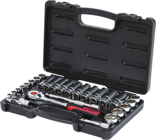 KS Tools Jeu de clés à douilles 3/8" CHROMEplus, 27 pièces, 918.0627