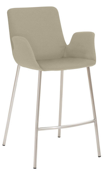 Tabouret Mayer Sitzmöbel , structure 4 pieds en acier inoxydable brossé, accoudoirs intégrés, entièrement rembourré, hauteur d'assise 65 cm, taupe, 1222_V4_30484