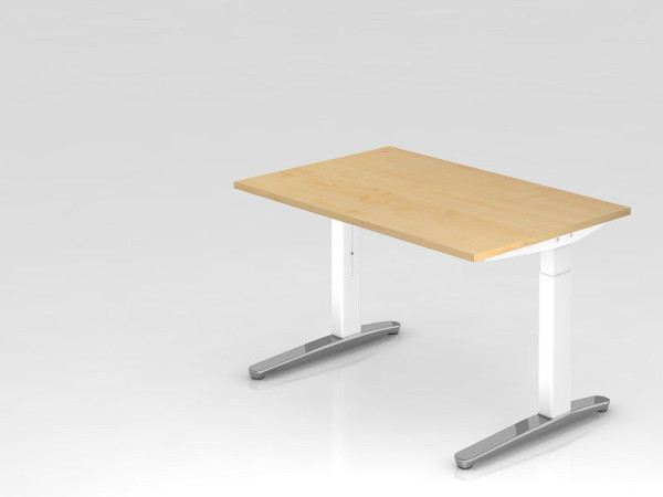 Bureau Hammerbacher pied C 120x80cm érable/blanc, poli, forme rectangulaire, VXB12/3/WC