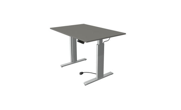 Kerkmann Move 3 table assis/debout argent, L 1200 x P 800 mm, réglable en hauteur électriquement de 720 à 1200 mm, graphite, 10231812