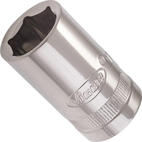 Insert de clé à douille VIGOR, carré creux 12,5 mm (1/2 pouce), profil à six pans extérieurs, 15 mm, V2561N
