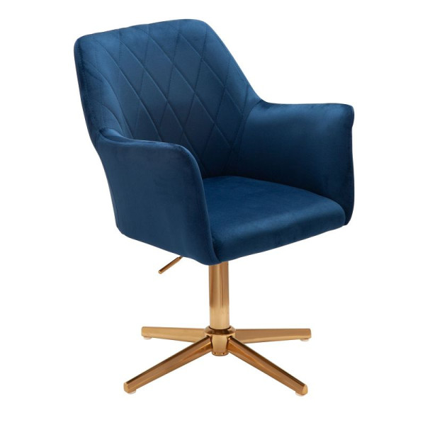 Wohnling Design Chaise Pivotante en Velours Bleu Foncé Pivotant sans Roues avec Accoudoir, WL6.307