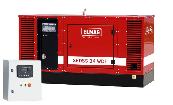 Ensemble complet d'alimentation de secours ELMAG SEDSS 34WDE-ASS, groupe électrogène DIESEL avec moteur KUBOTA V3300 (insonorisé), 00554