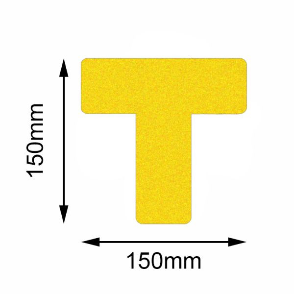 Marqueur de sol Mehlhose Pièce en T jaune de sécurité 150x150mm, UE: 10 pièces, KSGT1V10