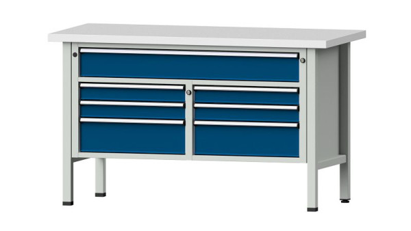 Établis ANKE Établi en caisson, modèle 258 V, 1500 x 700 x 890 mm, RAL 7035/5010, KSP 40 mm, 304.133